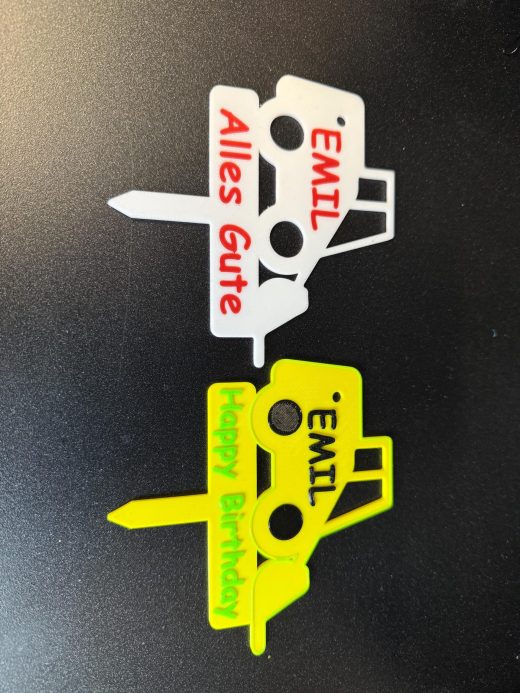 Personalisierter Radlader Torten Topper – Wunschname & Wunschfarbe – 3D-Druck aus PLA