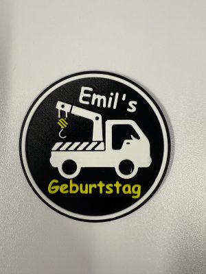 Glasuntersetzer Abschleppwagen - Kindergeburtstag 5 Stück