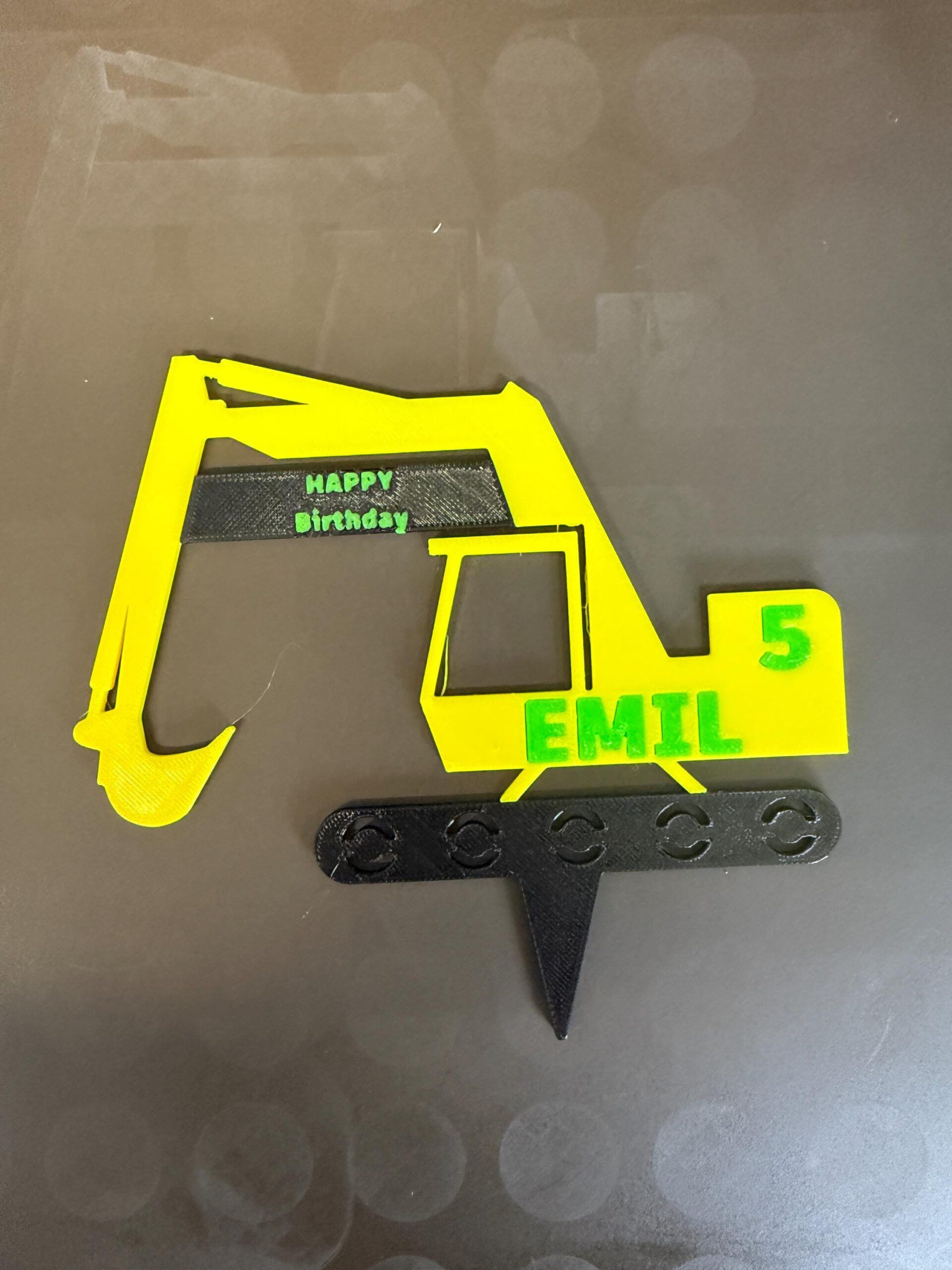 Torten Topper -Schild für Geburtstagskuchen Junge - Bagger -Kuchenschild - Kuchentopper - Geburtstagstorte – Bild 3