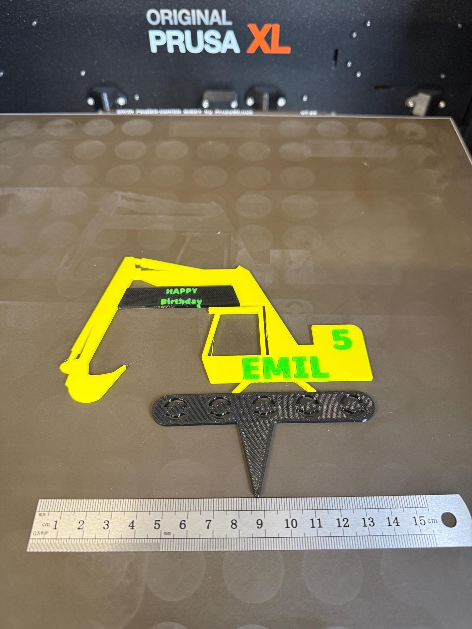 Torten Topper -Schild für Geburtstagskuchen Junge - Bagger -Kuchenschild - Kuchentopper - Geburtstagstorte – Bild 4