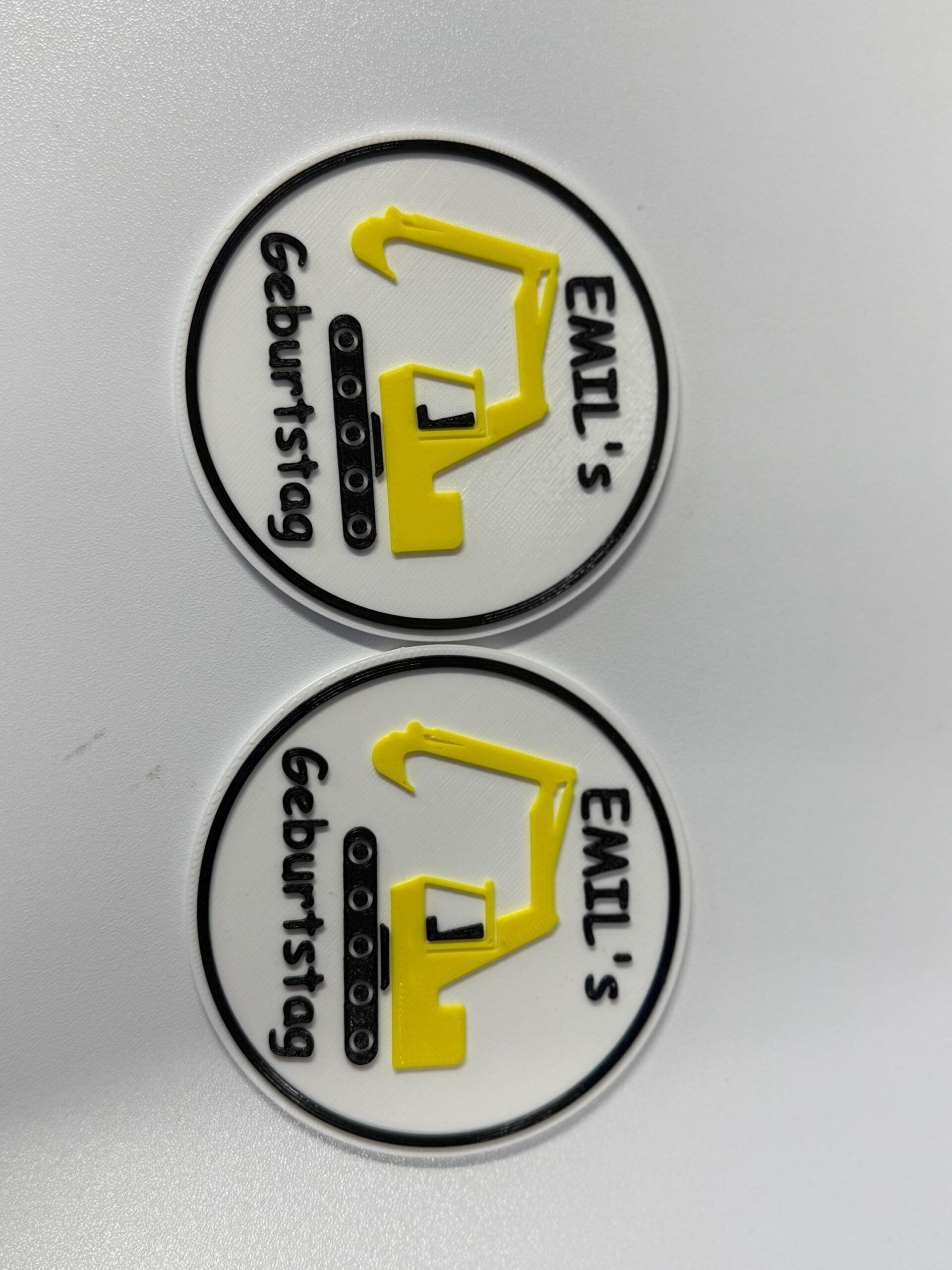 Kindergeburtstag - Glasuntersetzer - Bagger individuell Geburtstagsfeier 5 Stück – Bild 2