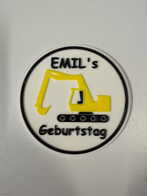 Kindergeburtstag - Glasuntersetzer - Bagger individuell Geburtstagsfeier 5 Stück