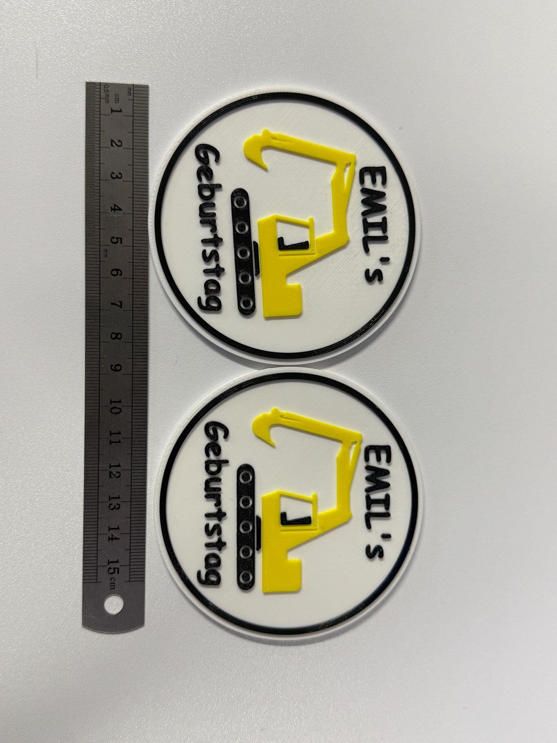 Kindergeburtstag - Glasuntersetzer - Bagger individuell Geburtstagsfeier 5 Stück – Bild 3