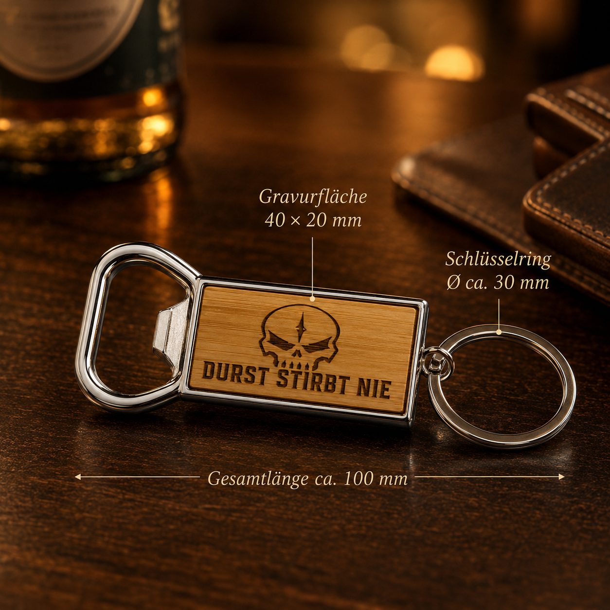 Rechteckiger Flaschenöffner mit Lasergravur – Motiv oder Wunschtext – Bild 6