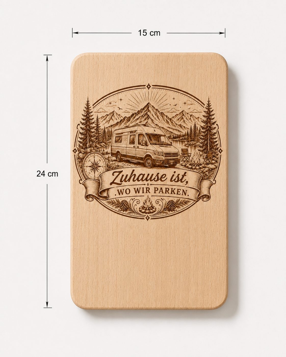 2er Set Vesperbretter Camping „Zuhause ist, wo wir parken“ – personalisierte Holzbrettchen 15×24 cm - Wohnmobil – Bild 8