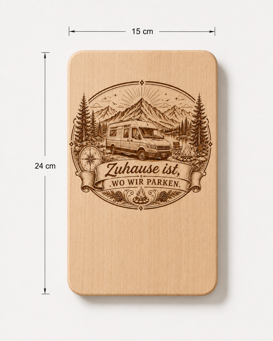 2er Set Vesperbretter Camping „Zuhause ist, wo wir parken“ – personalisierte Holzbrettchen 15×24 cm - Wohnmobil – Bild 8