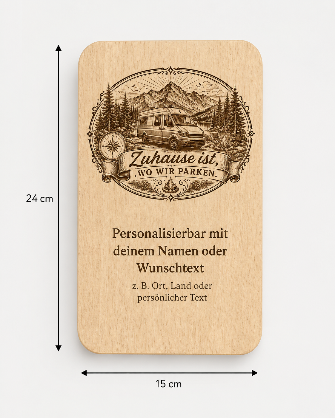 2er Set Vesperbretter Camping „Zuhause ist, wo wir parken“ – personalisierte Holzbrettchen 15×24 cm - VAN – Bild 4