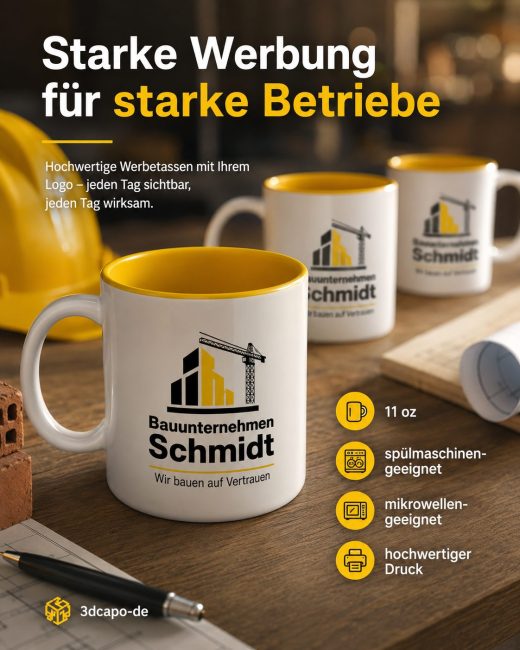 Firmentassen mit Logo – individuelle Werbetassen für Unternehmen ab 5 Stück
