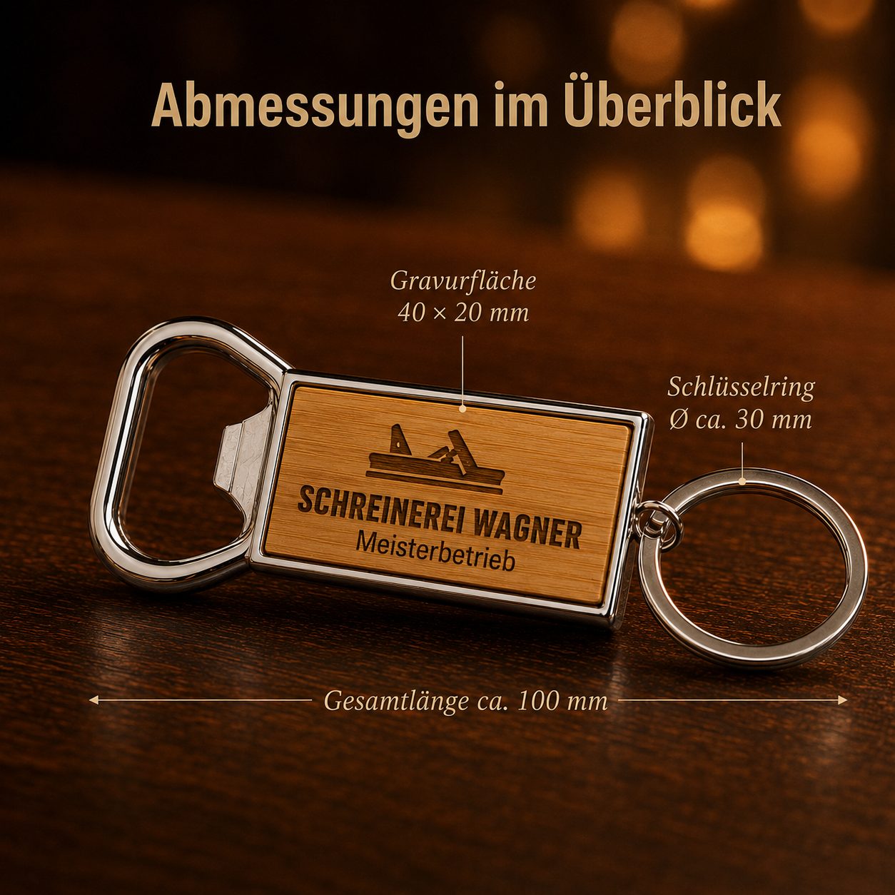 5x Flaschenöffner mit Firmenlogo – Schlüsselanhänger mit individueller Lasergravur – Bild 3