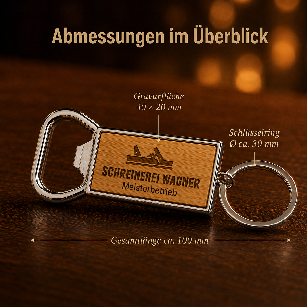Schlüsselanhänger-Flaschenöffner mit Firmenlogo individuell graviert - 5Stück Bundle – Bild 3