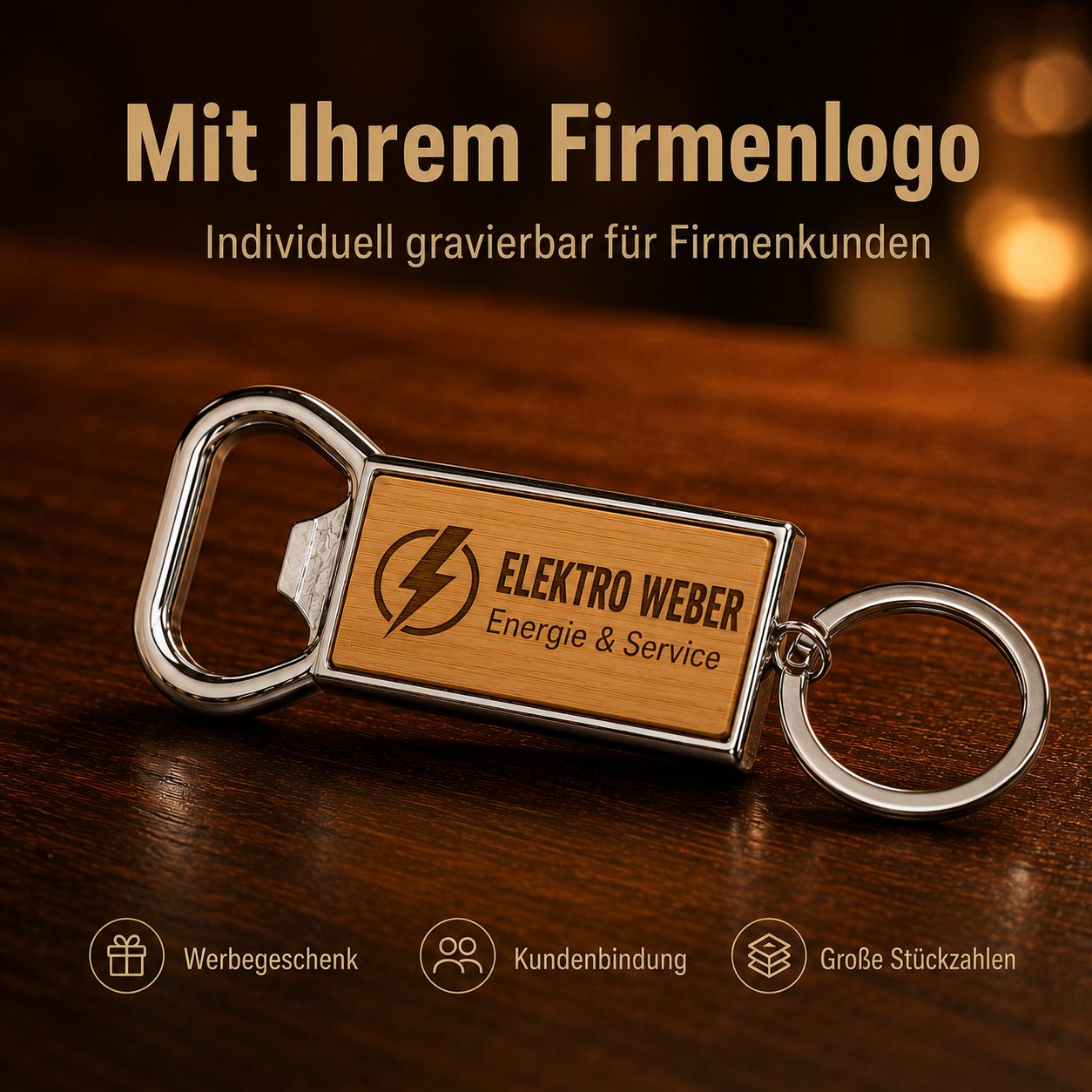 5x Flaschenöffner mit Firmenlogo – Schlüsselanhänger mit individueller Lasergravur – Bild 4