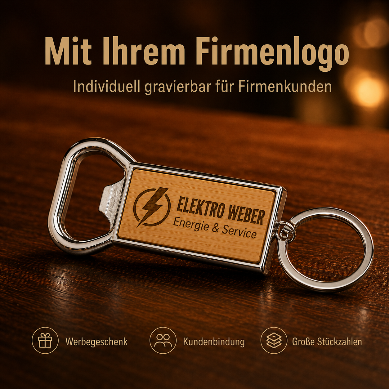 Schlüsselanhänger-Flaschenöffner mit Firmenlogo individuell graviert - 5Stück Bundle – Bild 4