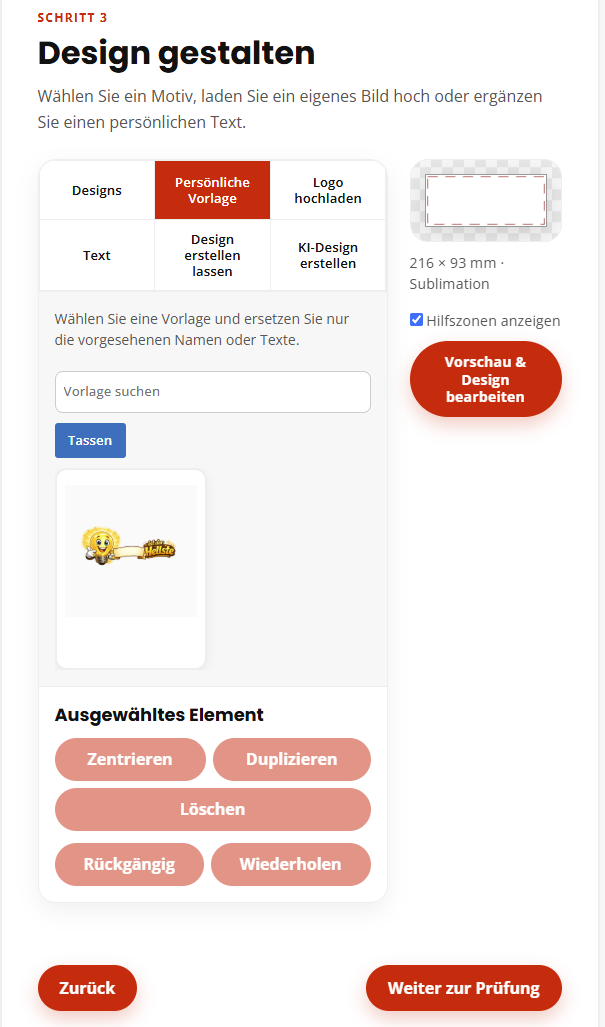Persönliche Designvorlage