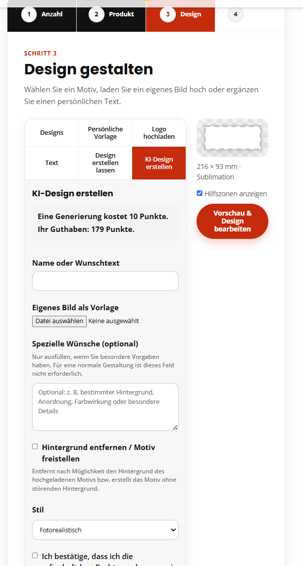 KI-Designer im 3DBull Konfigurator