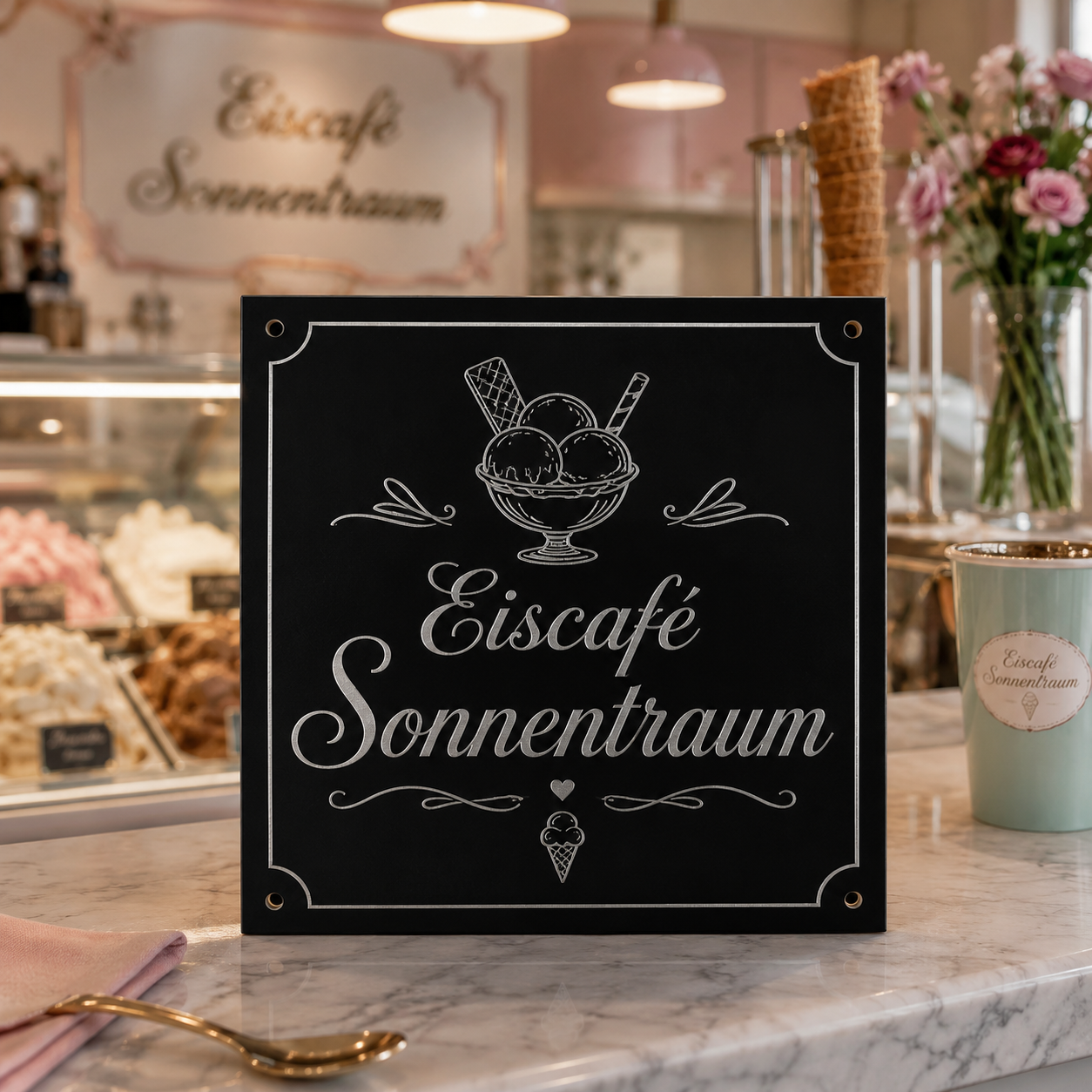 Schwarze Acrylplatte XT mit Wunschgravur – selbst gestalten