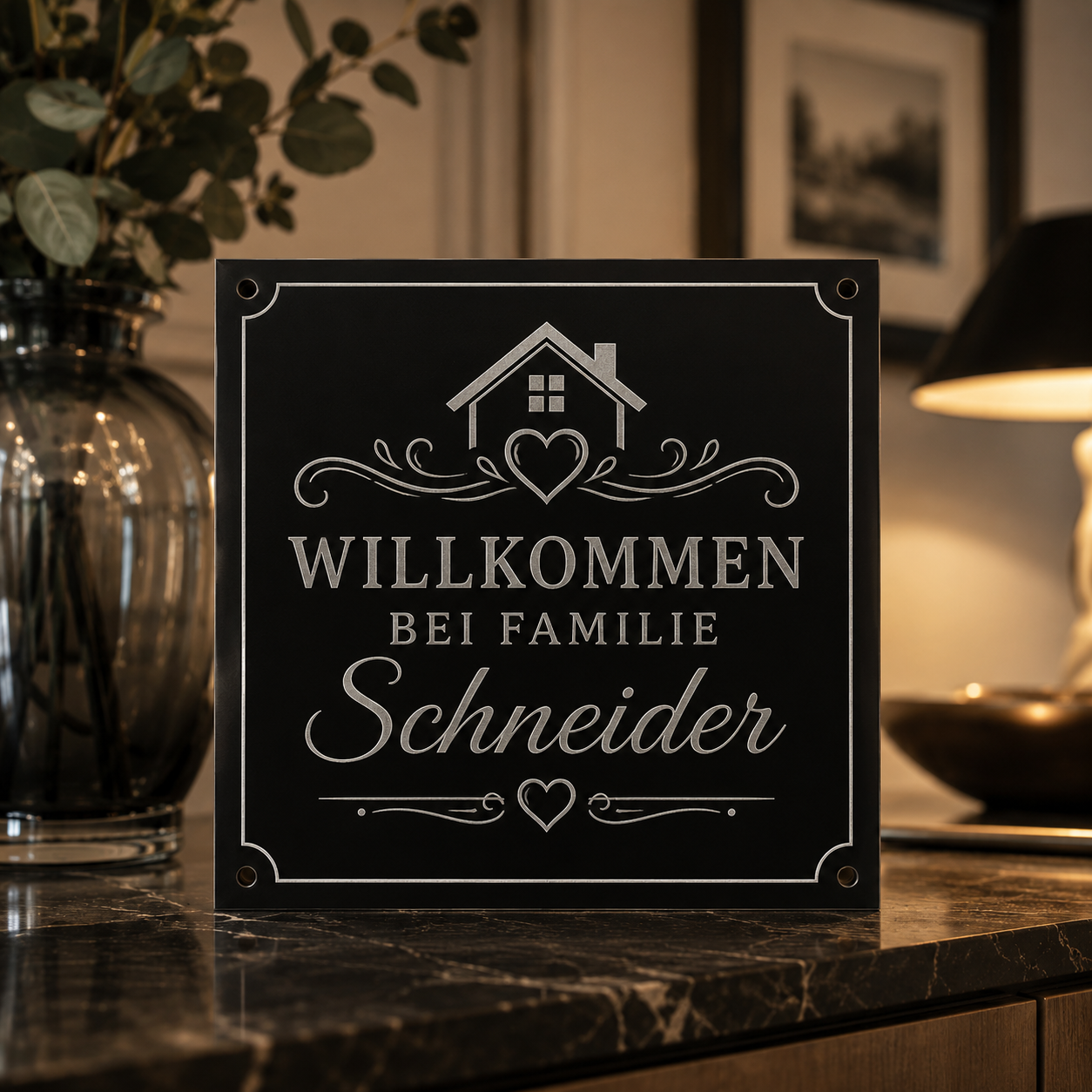 Schwarze Acrylplatte XT mit Wunschgravur – selbst gestalten